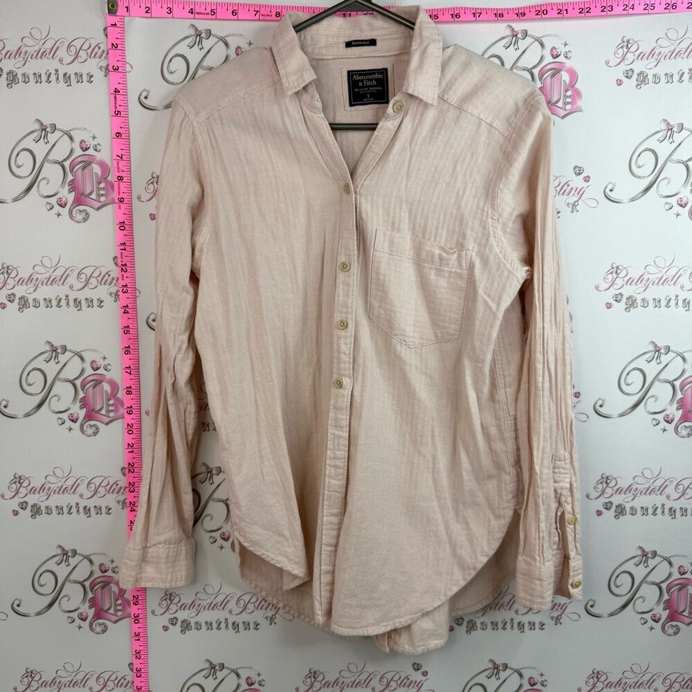 Abercrombie & Fitch long sleeve shirt striped Pale Pink Button-Down Shirt